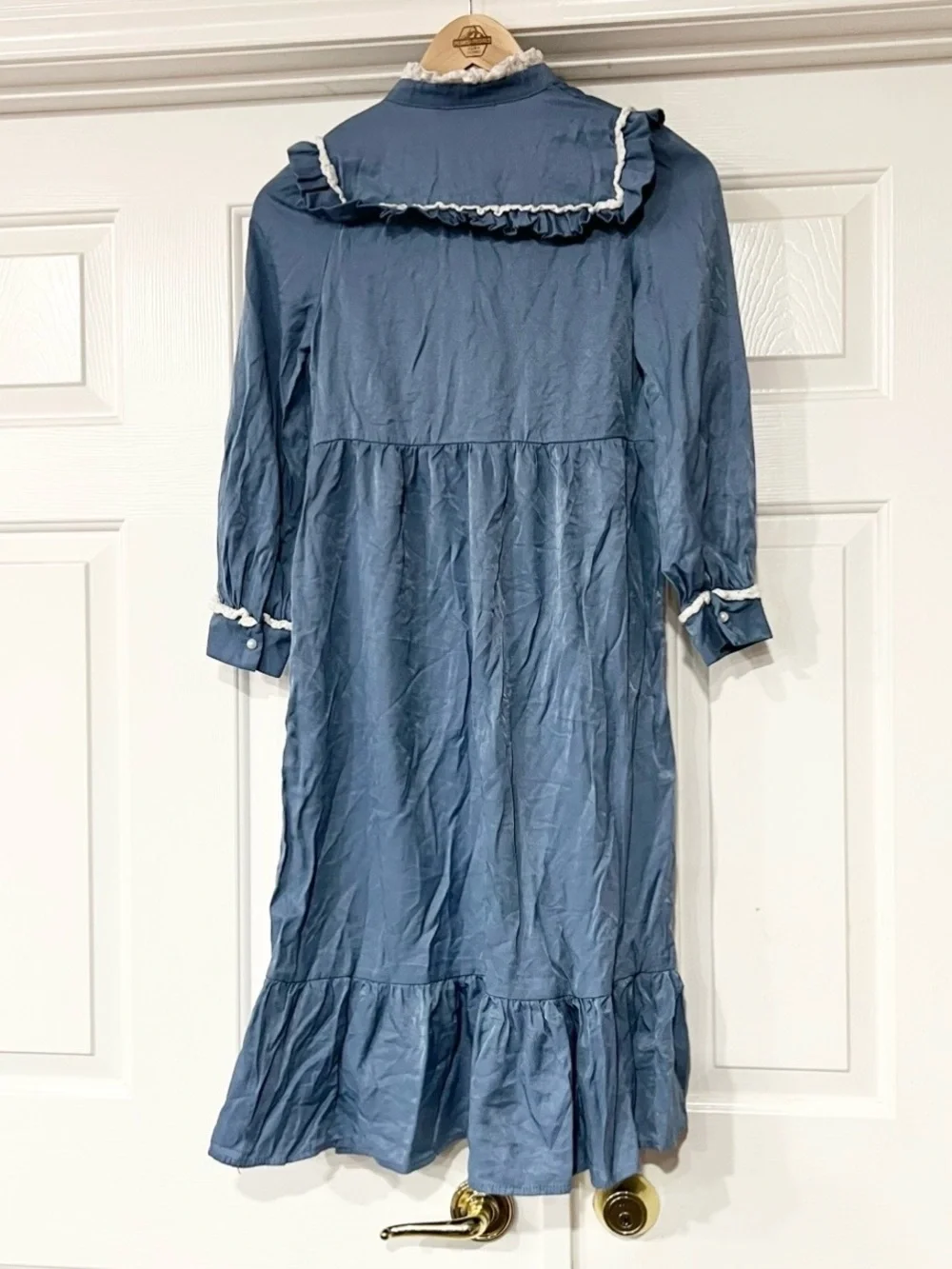 Scarlet Darkness | Victorian Pioneer Blue Lace Colonial 1800’s Dress